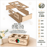 Cat Toy Box Laser Cut, Wooden Cat Storage Box SVG, Pet Toy Organizer CNC Template, DXF PDF EPS Files - Image 3