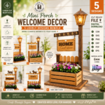 Outdoor Welcome Sign Planter Laser Cut Bundle SVG DXF EPS | Porch Welcome Sign Files for Glowforge Cricut CNC | DIY Wooden Planter Decor