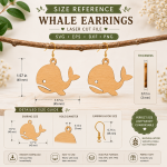 Whale Earrings SVG Laser Cut File | Wooden Earrings Template | Glowforge Cut File | Cricut SVG | DXF EPS PNG Digital Download - Image 2