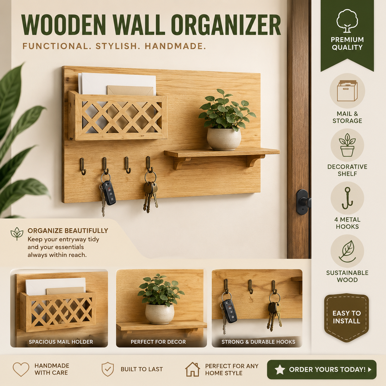 7af77158-6bad-478b-a352-52768917ded5 Wall Key Holder Laser Cut | Wall Decor - Image 1