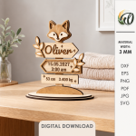 3D Baby Stats Stand Decor Laser Cut Bundle, Newborn Birth Details SVG, Baby Keepsake CNC Template, DXF PDF EPS - Image 7