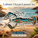 Lobster SVG, Layered Mandala, 3D Laser Cut