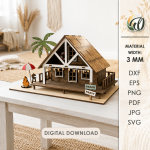 3D Beach House Laser Cut Bundle, Coastal House SVG, Summer Cottage CNC Template, DXF PDF EPS Files - Image 13