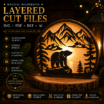 3D Bear Wood Lantern Bundle Pack 9 Cutting Laser File, Tealight Candle Holder Night Lamp Glowforge Set, 3D Silhouette Light Box Decor Xtool - Image 6