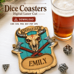 Dice Coaster SVG Bundle | Dungeons and Dragons Coasters Laser Cut File | Digital Download - Image 9