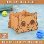 Pets Toy Box Laser Cut SVG Bundle | Dog Cat Toy Storage Box CNC Files | Wooden Pet Organizer DXF PDF EPS CDR PNG | Glowforge Ready Design - Image 8