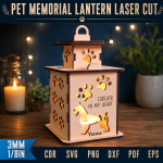 Pet Memorial Lantern Laser Cut File | Dog Cat Remembrance Candle Holder SVG | Personalized Pet Loss Sympathy Gift | Wooden Memorial Lantern CNC DXF PDF EPS - Image 8