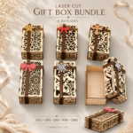 Gift Box Bundle Laser Cut SVG Set, 3D Gift Box Template, Wooden Box DXF Files, Party Favor Box CNC, Digital Download SVG DXF PDF EPS