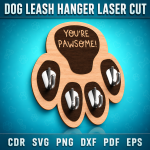 Dog Leash Hanger Laser Cut File | Pet Leash Holder SVG | Dog Wall Hook CNC Template | Paw Print Key Holder DXF PDF EPS Digital Download - Image 8