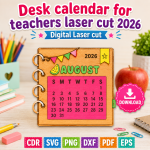 Teacher Calendar 2026 SVG | Desk Calendar Laser Cut File | Digital Download - Image 9