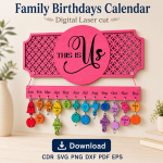 Family Birthdays Calendar Laser Cut File | Birthday Reminder Board SVG | Digital Download - Image 9