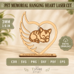 Pet Memorial Hanging Heart Laser Cut Files | Dog Cat Remembrance Ornament SVG | Pet Loss Sympathy Gift | Wooden Heart Memorial Decor | CNC Digital Download - Image 8