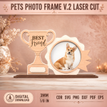 Pets Photo Frame v.2 Laser Cut SVG | Dog Cat Picture Frame CNC Files | Pet Memorial Photo Holder Template | Wooden Pet Lover Gift DXF EPS PDF - Image 8