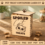 Pet Treat Containers Laser Cut Files | Dog & Cat Treat Jar SVG DXF PDF EPS | Wooden Pet Food Storage Box Template | Pet Snack Holder CNC Files - Image 8
