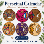 Perpetual Calendar Laser Cut File | Wooden Calendar SVG | Digital Download