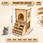 Hamster House Laser Cut SVG | DIY Wooden Pet Hideout | Small Animal Cage Decor DXF - Image 8