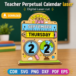 Teacher Calendar SVG | Perpetual Classroom Calendar Laser Cut File | Digital Download - Image 9