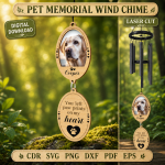 Pet Memorial Wind Chime SVG | Dog Cat Remembrance Laser Cut File | Rainbow Bridge Sympathy Gift Digital Download - Image 8