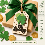 St Patricks Day Gift Tags Bundle Laser Cut File, Irish Shamrock Favor Tag SVG DXF, Lucky Charm Wood Tag Template, Glowforge CNC Digital Download - Image 8
