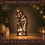 Starry Moon Night Light Laser Cut Files | Wooden Lantern SVG DXF Bundle | DIY Celestial Lamp CNC Glowforge Template - Image 8