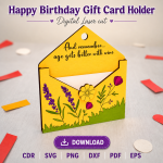 Birthday Gift Card Holder SVG | Happy Birthday Laser Cut File | Digital Download - Image 9