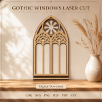 Gothic Windows Laser Cut SVG Bundle | 10 Cathedral Window Designs | Gothic Arch Wall Decor Files | Church Window CNC Pattern | CDR DXF PDF EPS PNG - Image 8