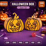 Halloween Candy Box Laser Cut Files | Spooky Party Favor Box SVG DXF EPS PDF | Pumpkin Ghost Bat Treat Box Template | Digital Download - Image 8