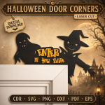 Halloween Door Corners Laser Cut Files | Spooky Door Frame Decor SVG DXF PDF | Haunted House Halloween CNC Template - Image 8