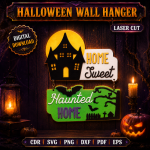 Halloween Wall Hanger Laser Cut SVG, Spooky Door Sign DXF, Witch Ghost Pumpkin Wall Decor, Halloween CNC Template, Digital Download File - Image 9