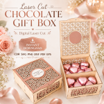 Flowers & Chocolate Gift Box Laser Cut Files, SVG DXF PDF Bundle, Gift Packaging Template - Image 7