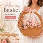 Flower Basket SVG Bundle, Laser Cut Gift Basket Template, DIY Home Decor and Gift Packaging - Image 9