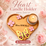 Heart Candle Holder Laser Cut Files, SVG DXF PDF Bundle, Romantic Gift Template, Instant Download - Image 8