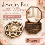 Jewelry Box Laser Cut Files, SVG DXF PDF Bundle, Wooden Mirror Organizer, Instant Download - Image 9