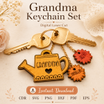Mom and Dad Keychain SVG Bundle, Personalized Family Keychain Template, DIY Gift Download - Image 9