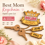 Laser Cut Mom Dad Keychains SVG, Family Keychain Bundle, Glowforge Cricut Instant Download - Image 9