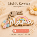 Mother's Day Keychain SVG, Mom Gift Laser Cut Template, DIY Family Keepsake Download - Image 7