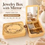 Monogram Jewelry Organizer Laser Cut Files, SVG DXF PDF Bundle, Wooden Mirror Box Template - Image 9