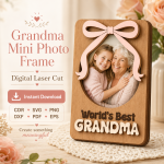 Personalized Mom Photo Frame SVG, Laser Cut Family Keepsake Frame, Mother’s Day Gift Template - Image 9