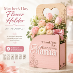Flower Holder Laser Cut Files, SVG DXF PDF Bundle, Mother's Day Gift Box Download - Image 9