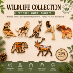 Woodland Animal SVG Bundle | Layered Wooden Wildlife Laser Cut Files | Wolf Owl Bear Kangaroo | Digital Download