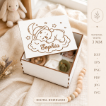 Kids Memory Boxes Bundle Laser Cut Files, Baby Keepsake Box SVG, Children Storage Box DXF, Personalized Wooden Memory Box, CDR PNG PDF EPS - Image 8