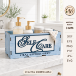Bathroom Organizer Basket Bundle Laser Cut Files, Wooden Storage Box SVG, Vanity Tray DXF, Bathroom Shelf CNC Digital Download - Image 8