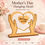 Hanging Heart Laser Cut Files, SVG DXF PDF Bundle, Mother's Day Keepsake Ornament Download - Image 9