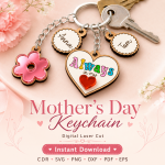 Mother’s Day Keychain SVG Bundle, Laser Cut Mom Keepsake, Personalized Gift for Mother - Image 9