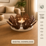 3D Candle Holders Bundle Laser Cut Files, Wooden Tea Light Holder SVG, Candle Stand DXF, CNC Decor Template, Glowforge Ready Design - Image 8