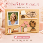 Miniature Mother's Day Laser Cut Files, SVG DXF PDF Bundle, Handmade Gift Decor Download - Image 9