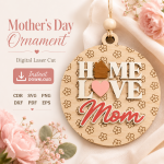 Mother's Day Ornament Laser Cut Files, SVG DXF PDF Bundle, Family Keepsake Download - Image 9