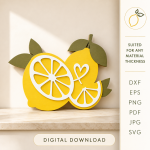 3D Lemon Decor Laser Cut Bundle, Summer Kitchen SVG, Lemon Tiered Tray Decor, Glowforge DXF Files, Citrus Home Decor CNC Template - Image 8