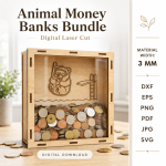 3D Funny Money Banks Bundle Laser Cut SVG | Wooden Piggy Bank CNC Files | Kids Coin Box DXF | Animal Money Bank Laser Cut Digital Download - Image 8
