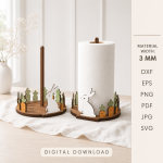 Paper Towel Roll Holder Bundle Laser Cut Files | Kitchen Towel Stand SVG | Wooden Paper Towel Dispenser DXF | CNC Cut File | Glowforge Digital Download - Image 8